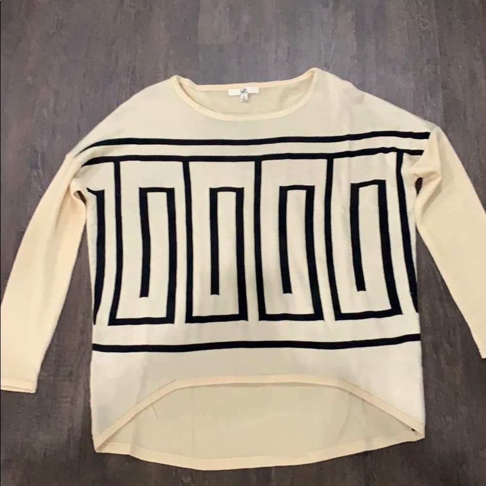 Cream with black print light weight sweater